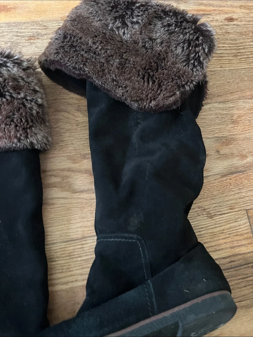 Sam Edelman Orlando Over the Knee Suede Leather Faux Fur Boots